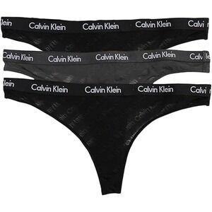 Calvin Klein Thong Women L Black NEW Carousel 3 Pack Cotton Logo Waistband
